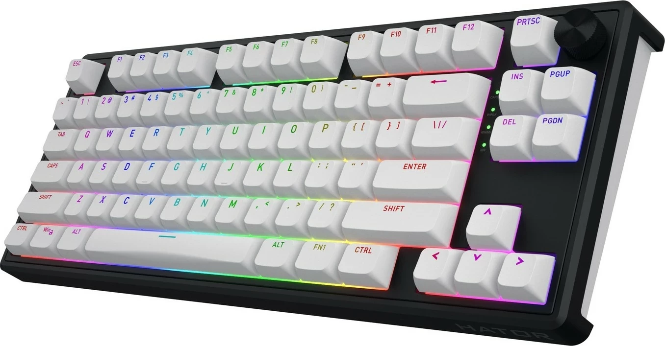 Tastierë mekanike Hator Skyfall 80 Wireless, RGB, 75%, bardhë-zi