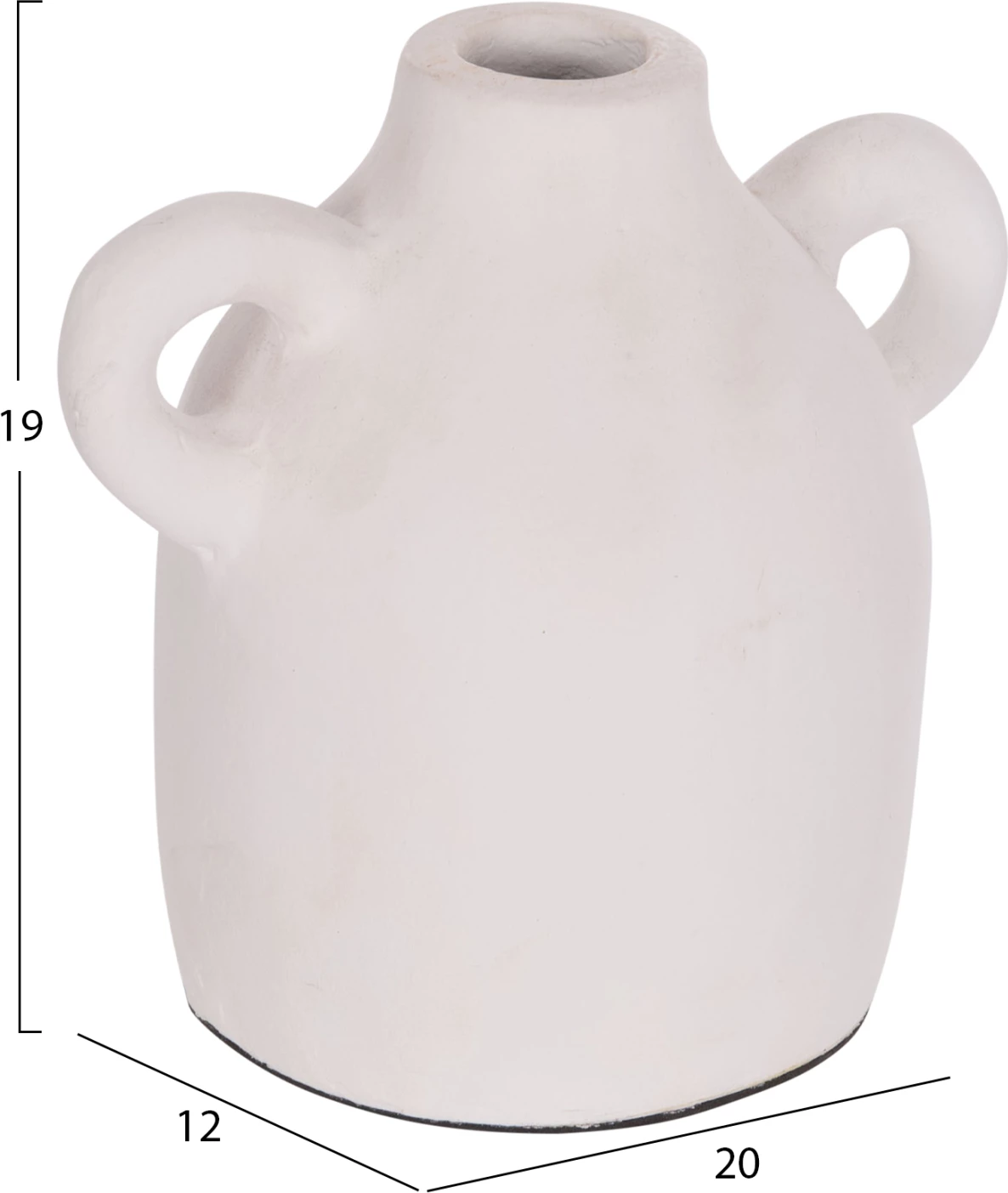 Vazo dekorative CLAYVON, terrakotë, ngjyrë e bardhë, 20x12x19cm