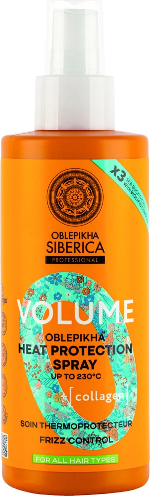 Spray për volum dhe mbrojtje nga nxehtësia për flokë Natura Siberica Oblepikha Volume Spray Heat Protectant për femra, 200ml