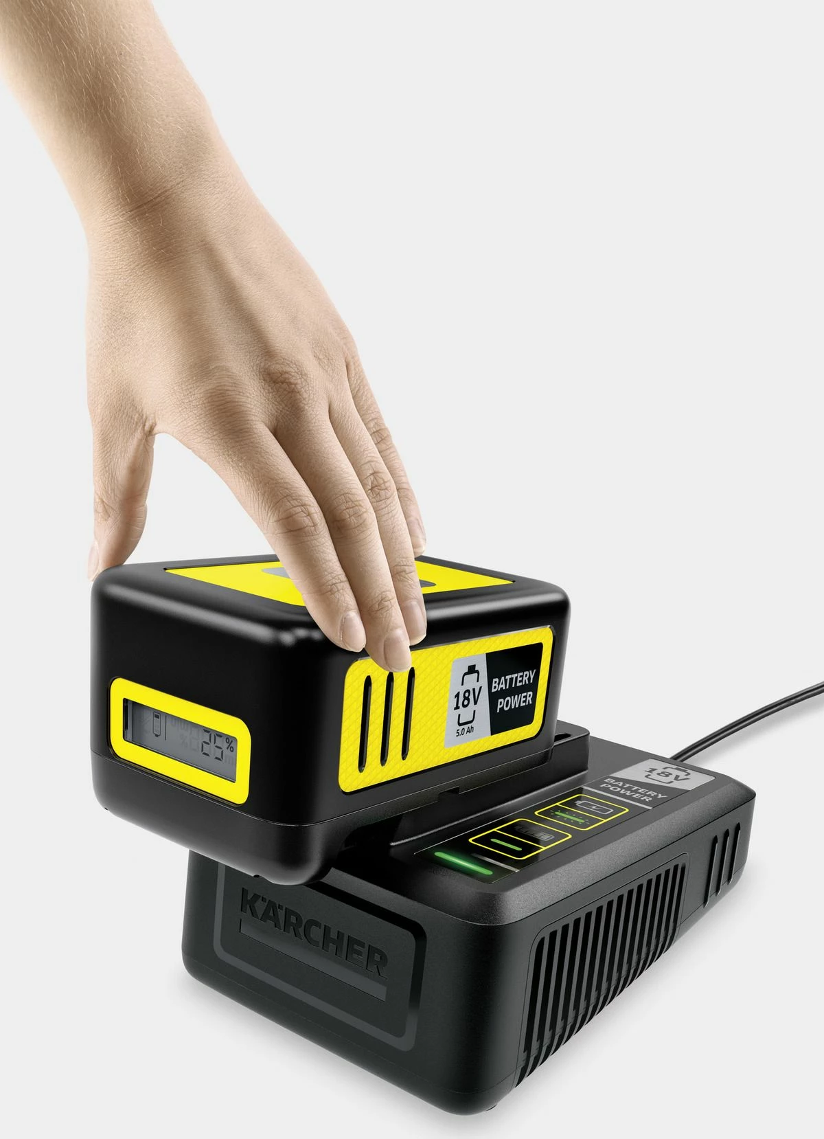 Set bateri dhe karikues Karcher 18/50 (2.445-063.0) 18V 5Ah Li-Ion, zi/verdhë, set