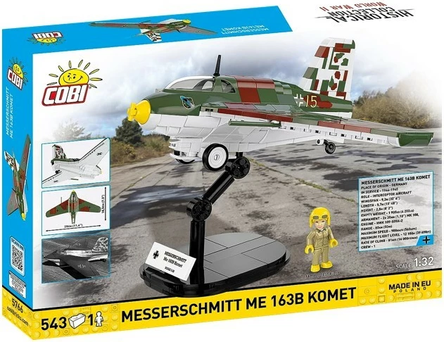 Set ndërtimi Cobi Messerschmitt Me 163B Komet, 543 pjesë, me figurë pilote, shumëngjyrësh