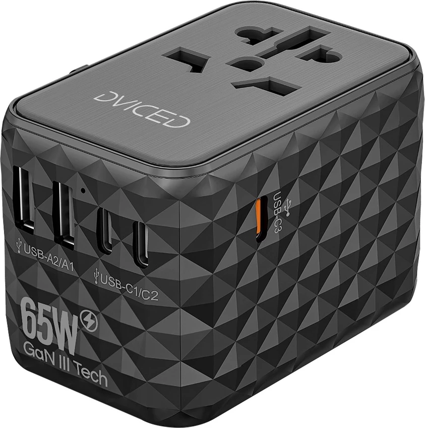 Dviced Universal travel adapter 65W GaN - Black