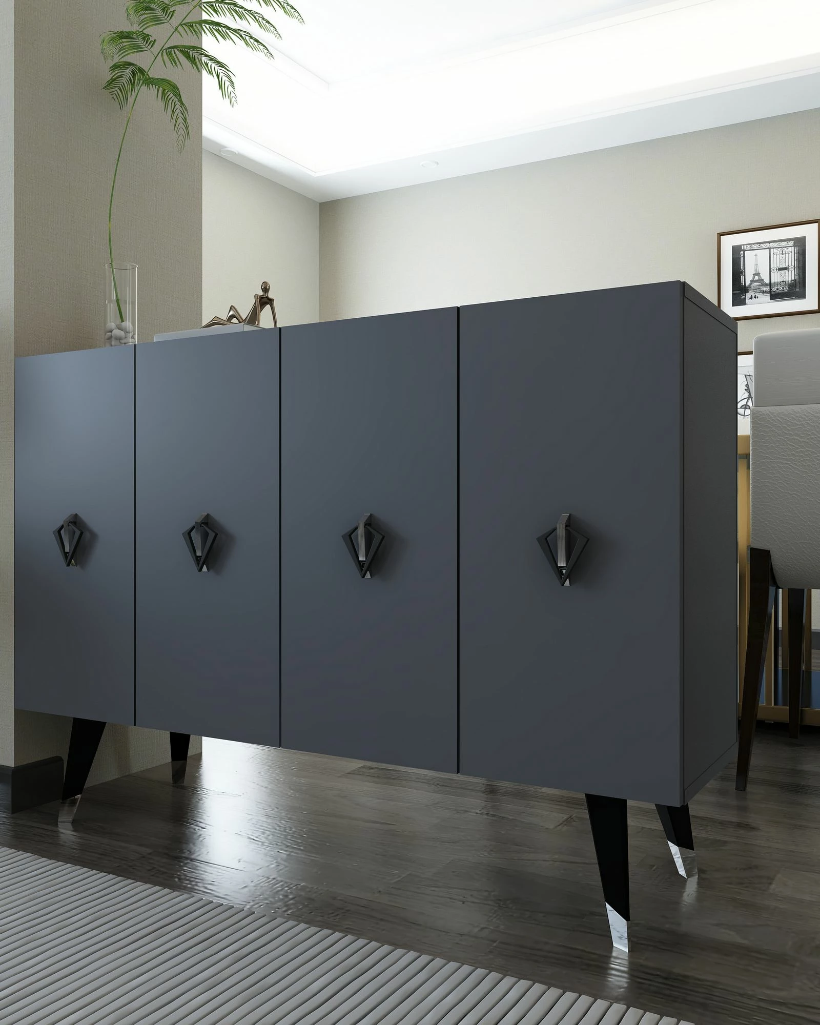 Konsol Skye Decor, anthracite, e zezë, argjend, 8165KM-32