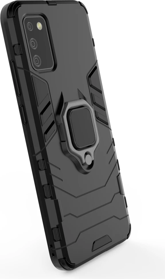 Mbështjellës Hurtel Ring Armor për Samsung Galaxy A03s, me dorezë magnetike, i zi