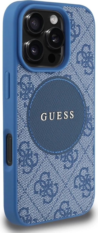 Mbështjellës Guess 4G Circle Classic Logo MagSafe për iPhone 16 Pro Max, Kaltër