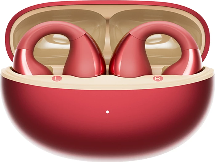 Kufje TWS, QCY, Crossky Clip C30S T33S, LDAC Hi-Res, Bluetooth 6.0, 40 orë me kuti karikimi USB-C, IPX5, të kuqe