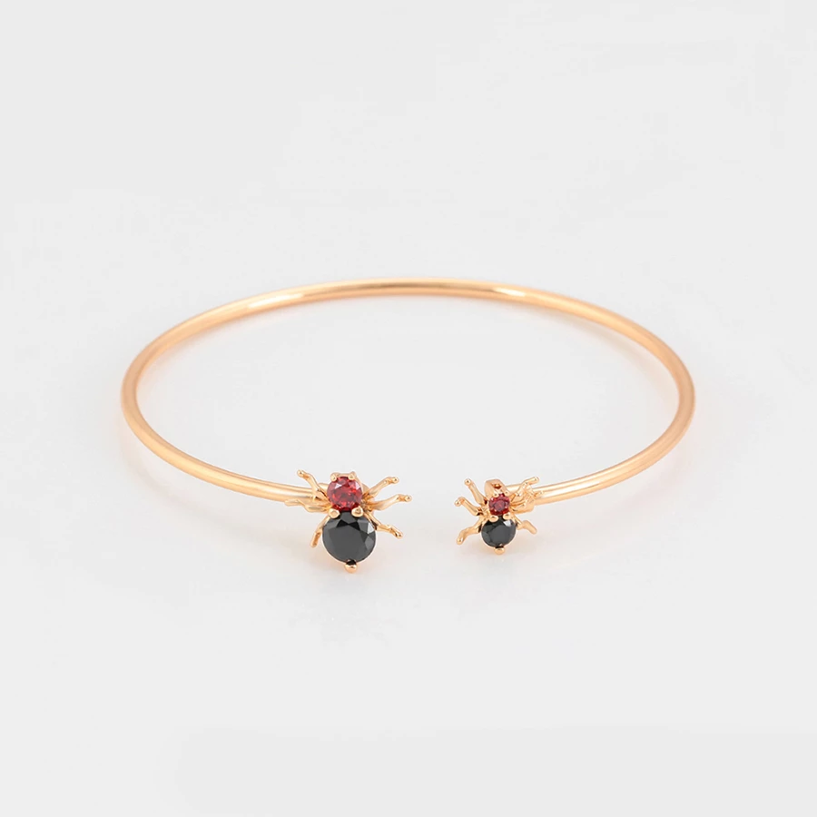 Byzylyk dore i praruar në ari 18 karatësh Merimangë BD18KM, ari/kuq/zi