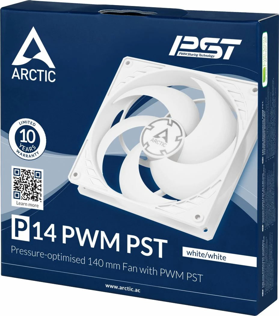 Ventilator PC Arctic P14 PWM PST 140mm 4-pin PWM, i bardhë, 1 copë