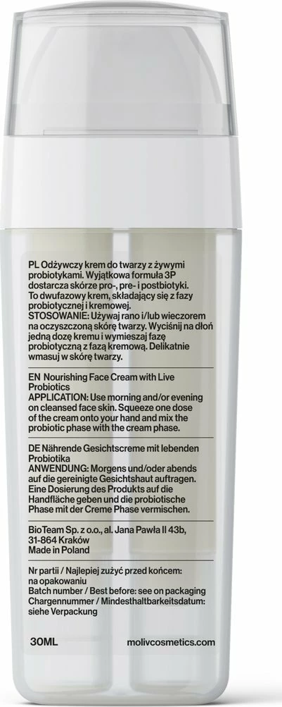 Krem fytyre MOLIV Nourishing me probiotikë të gjallë 30 ml
