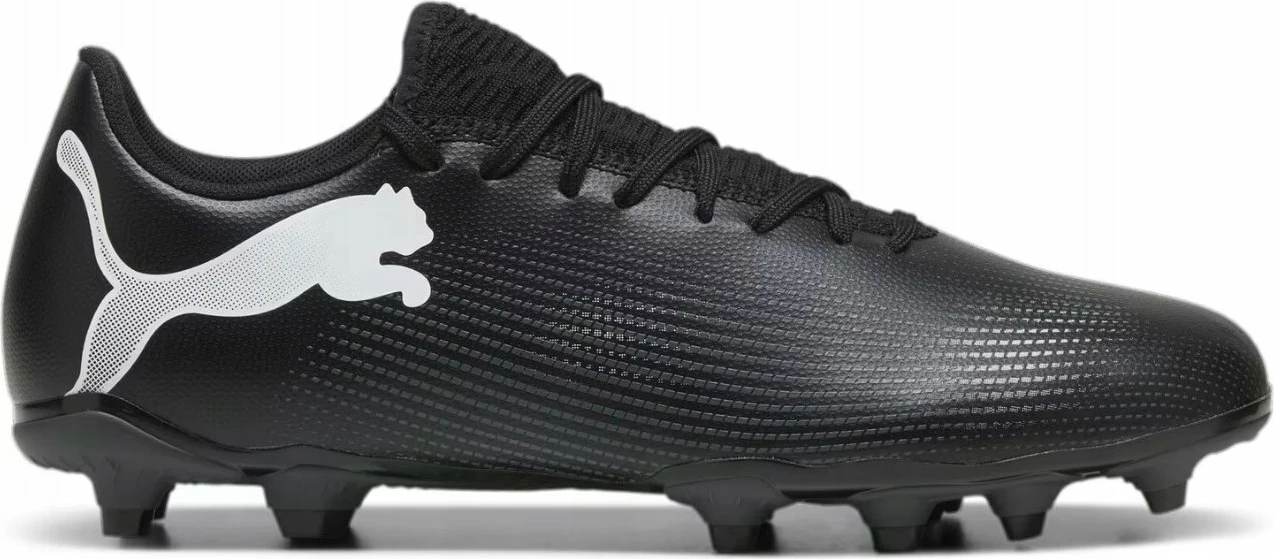 Këpucë futbolli Puma FUTURE 7 Play FG/AG, nr. 44.5, zi me detaje të bardha