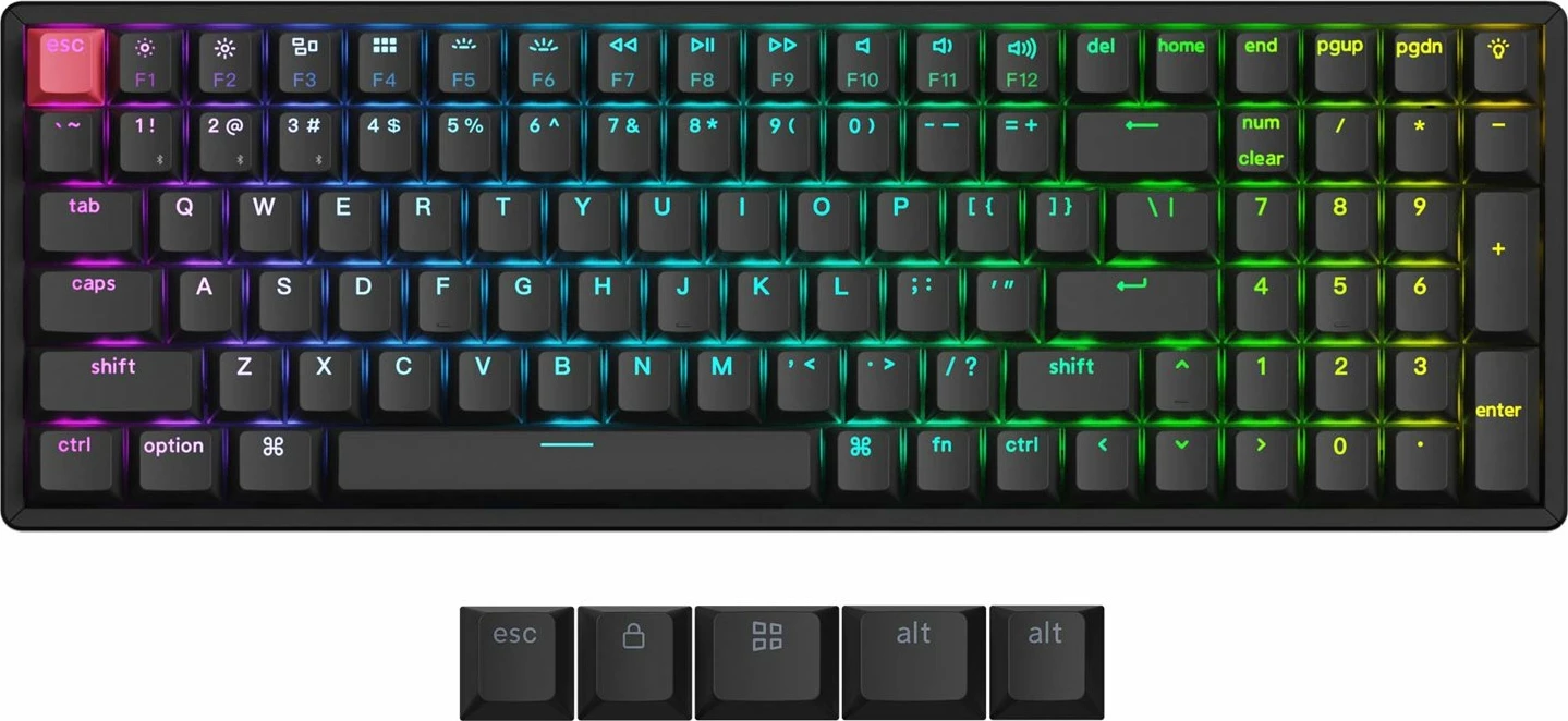 Tastierë mekanike Keychron K4 V3 96%, QMK/VIA, Hot Swap, RGB, Super Red, USB-C/Bluetooth/2.4GHz, e zezë