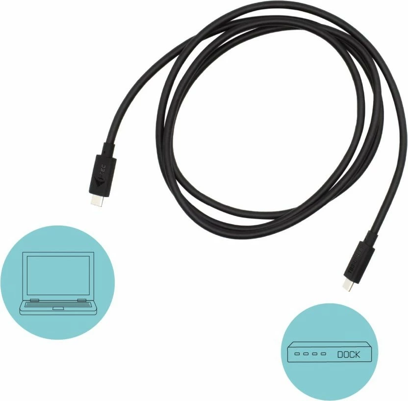 Kabllo Thunderbolt 3 I-Tec 1.5m, 40 Gbit/s, USB PD 100W, e zezë