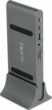 Docking stacion DeLOCK USB Type-C DP 1.4, Thunderbolt 3, Triple 4K, HDMI + 2x DisplayPort, LAN, SD/microSD, PD 85W, Grey