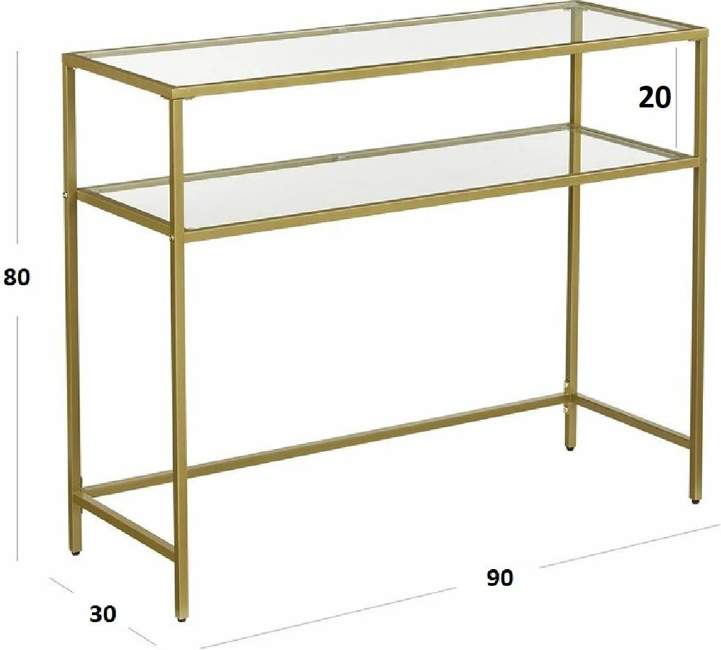 Komodë dekorative Skye, ngjyrë ari, xham i temperuar, By-4