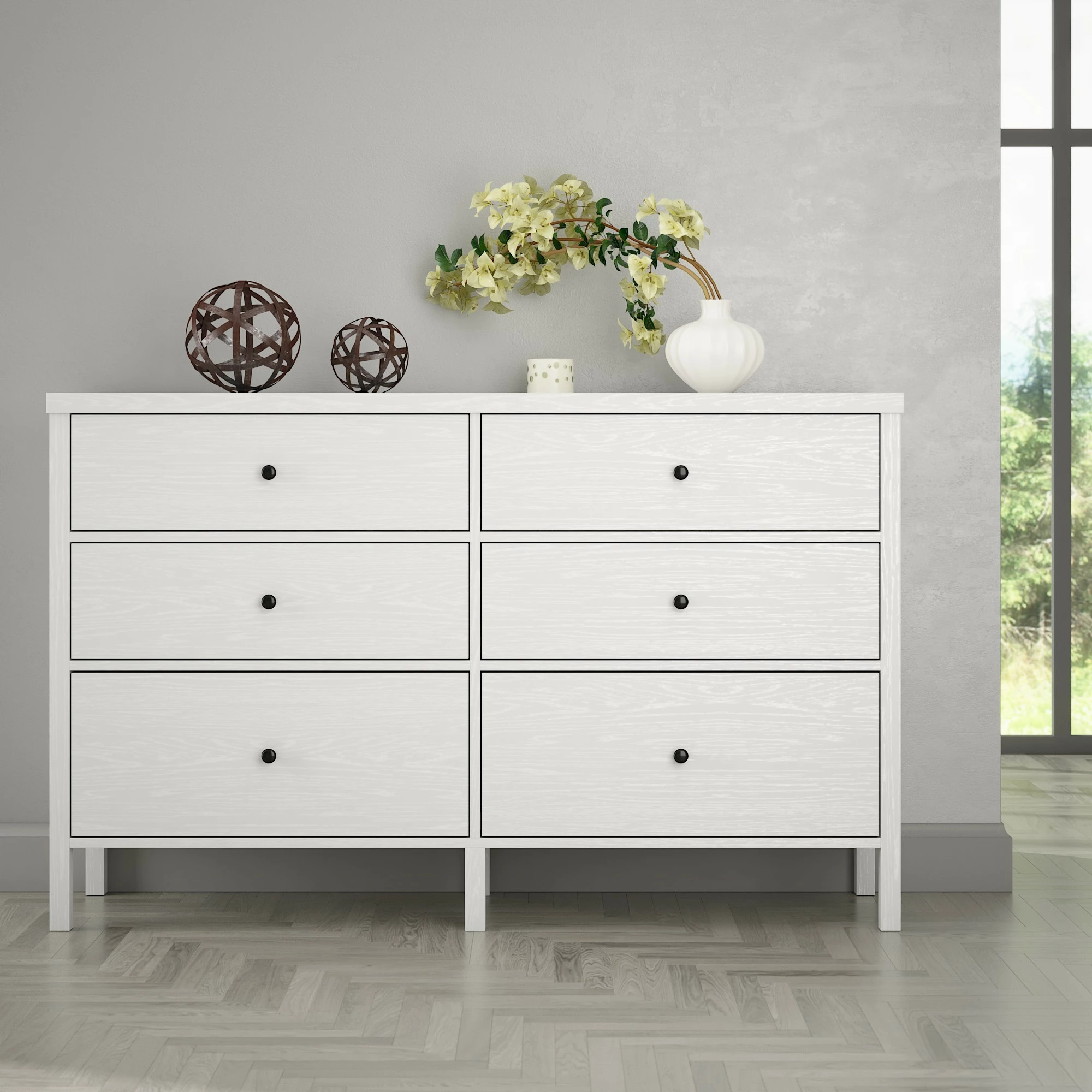 Komodë Hanah Home, FRN-10017, ngjyrë druri dhe e bardhë