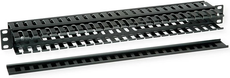 Kanal kabllosh VALUE 19" 1U, panel frontal për rack, i zi
