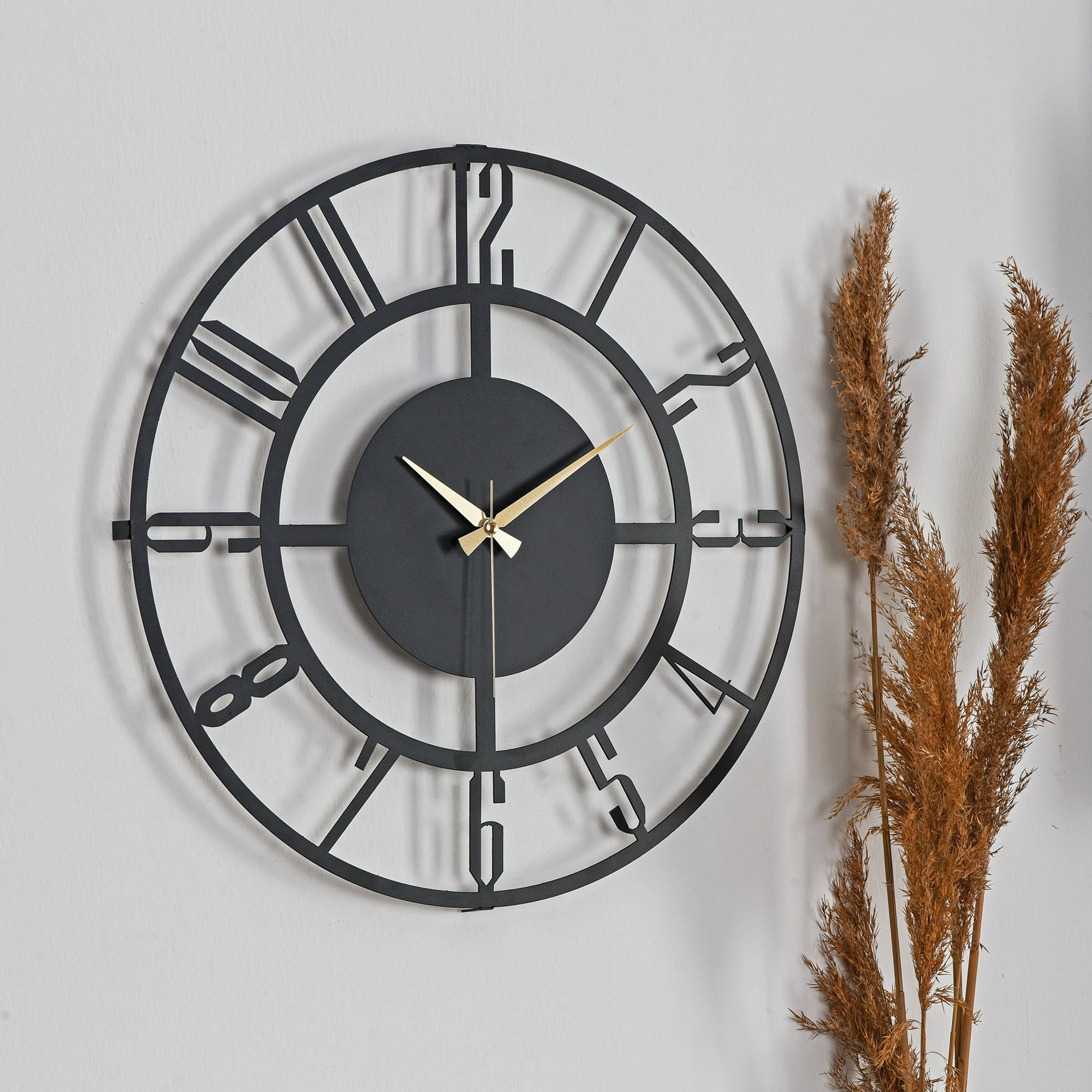 Orë muri dekorative metalike Wallity, Bunnela 08, e zezë, 41cm