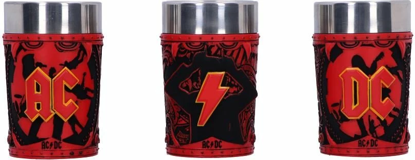 Set gotash shot Nemesis Now AC/DC Logo, 3 copë 50 ml, insert inox, e kuqe/zezë