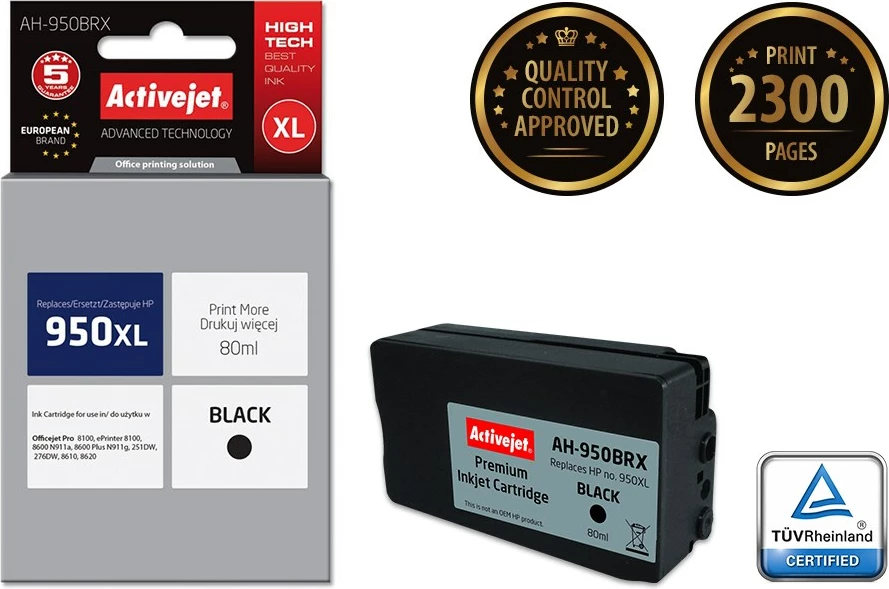 Ngjyrë zëvendësuese Activejet AH-950BRX për printer HP, 80ml, e zezë
