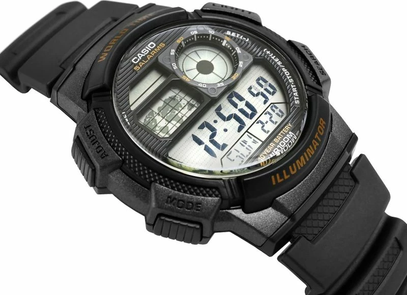 Orë dore për meshkuj Casio, e zezë