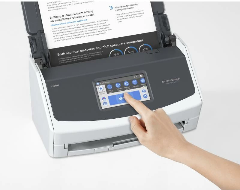 Skaner dokumentesh, Ricoh, ScanSnap iX1600 PA03770-B401, A4, ekran me prekje, gri-bardhë