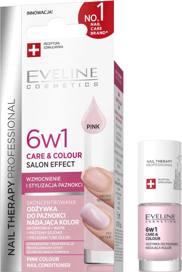 Kondicioner për thonj Eveline Cosmetics Therapy Professional 6-in-1 për femra Pink 5ml