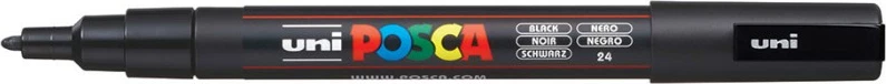 Marker Posca PC-3M, i zi, majë e hollë, ujë-bazë