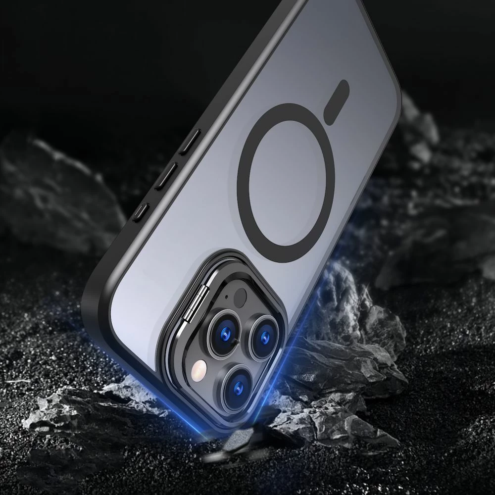 Mbështjellës Tech-Protect MagStand për iPhone 16 Pro, MagSafe, gjysmë-transparent