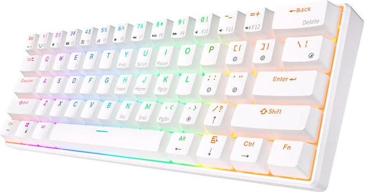 Tastierë mekanike Royal Kludge RK61, 61 taste, RGB, brown switch, e bardhë