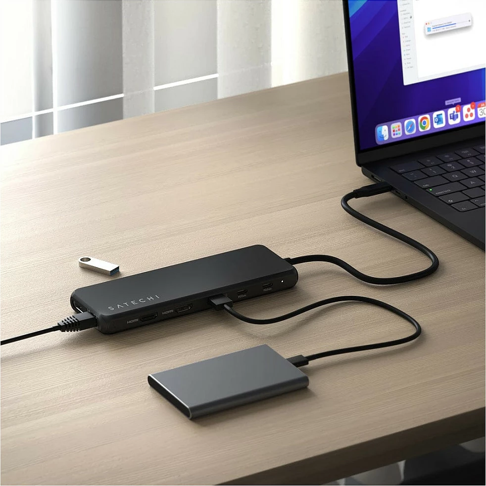 Adapter Multiport USB-C Satechi 13-në-1, Triple Display, i zi