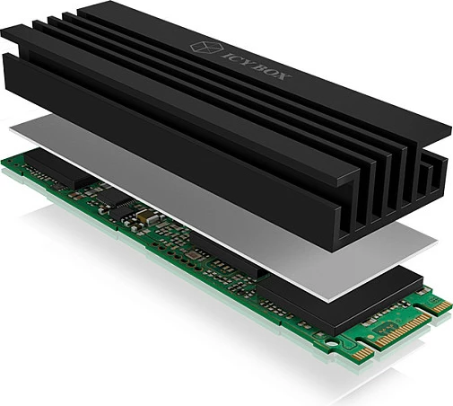 Ftohës për M.2 SSD ICY BOX, alumin, 10 mm, i zi