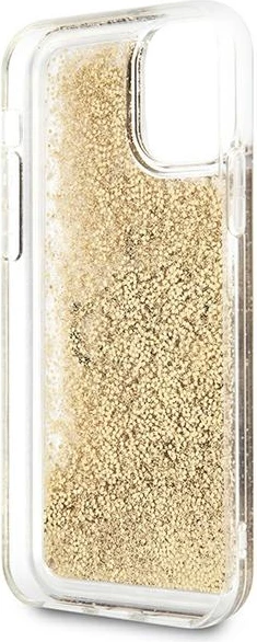 Mbështjellës Guess 4G Big Liquid Glitter për iPhone 11/XR, Ari
