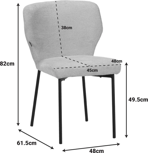 Karrige Mavier, set prej 2 copë, stof gri-bezhë, këmbë metalike të zeza, 48x61.5x82cm