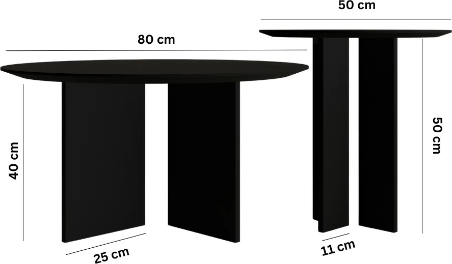 Set tavolinash kafeje Skye Decor, Leo (45 + 42), e zezë