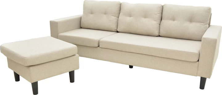 Këndore e kthyeshme Maneli, material bezhë-rërë, 196x138/77x82cm