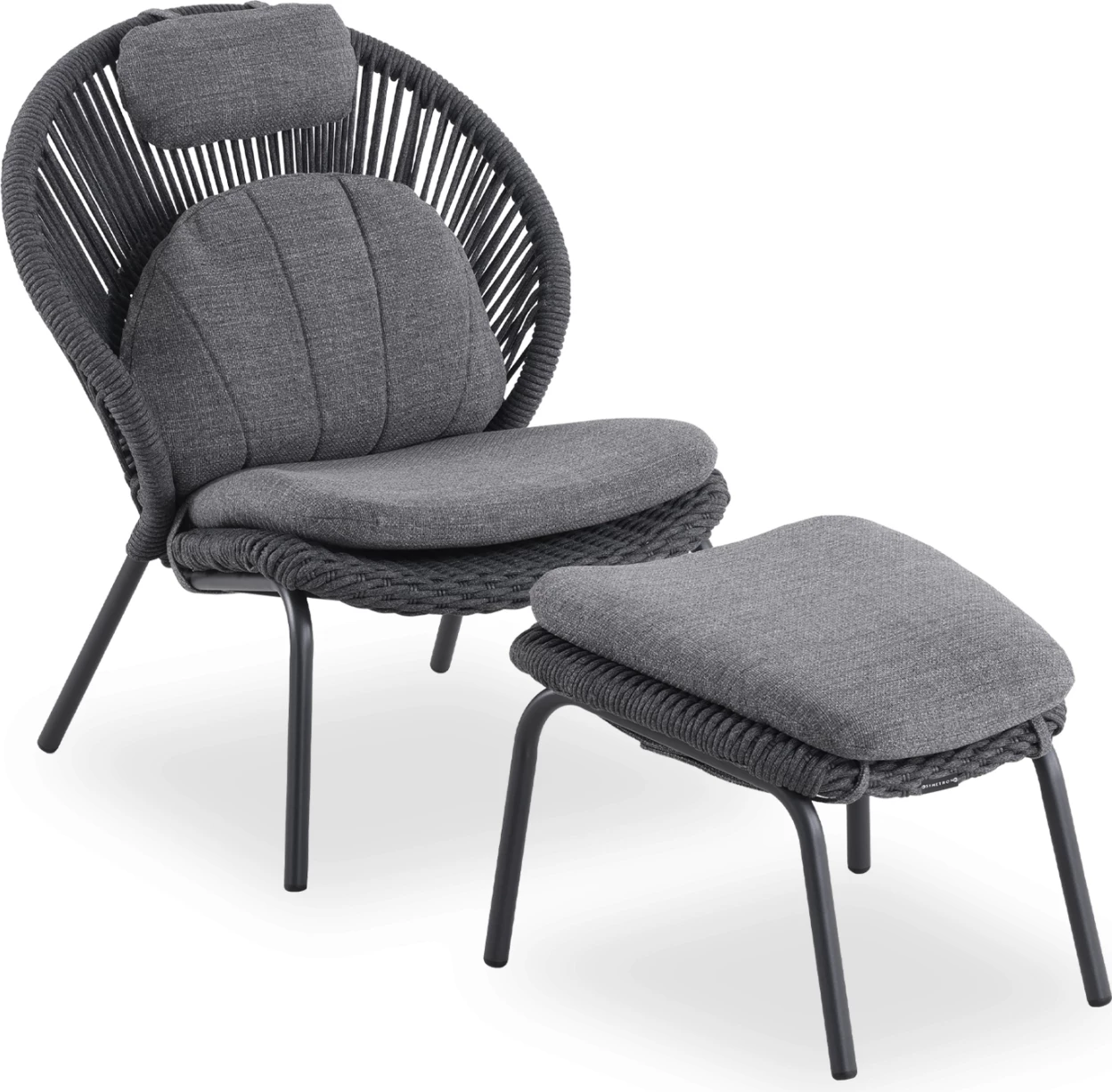 Karrige lounge me këmbështetëse për këmbë, ngjyrë qymyr, alumin & jastëkë, TEMPORAL CD6400.02, 83.5x91x115cm