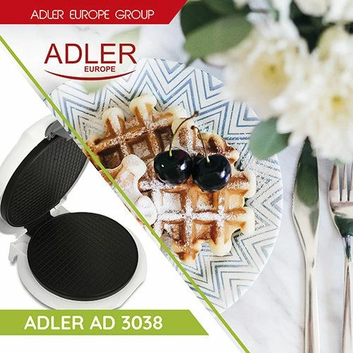 Aparat për vaflla Adler AD 3038, 1500W, 18cm, i bardhë