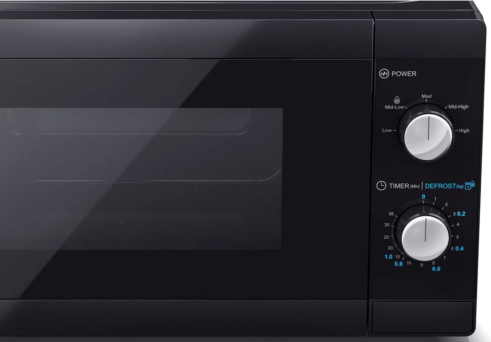 Mikrovalë Sharp YC-MS01E-B 20L 800W 5 nivele 8 programe kontroll analog pjatë qelqi 255mm e zezë