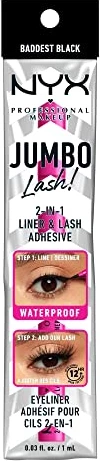 Penel për sy NYX, Jumbo Lash 2 In 1 Liner And Lash Adhesive, 01 Badest Black, 1ml