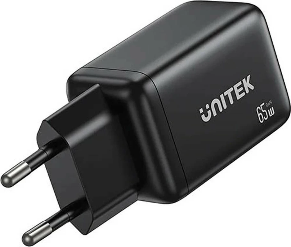Karikues rrjeti Unitek GaN 65W, 2xUSB-C, USB-A, PD 3.0, i zi