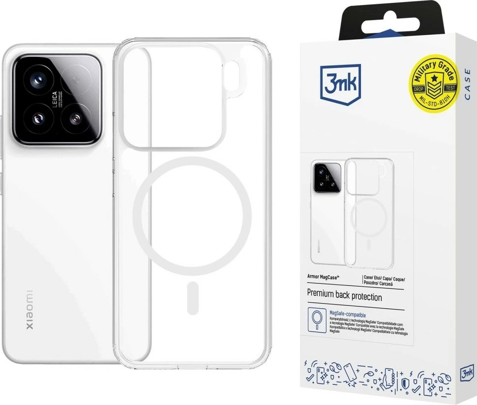 Mbështjellës 3MK Armor MagCase për Xiaomi 15, MagSafe, Transparent