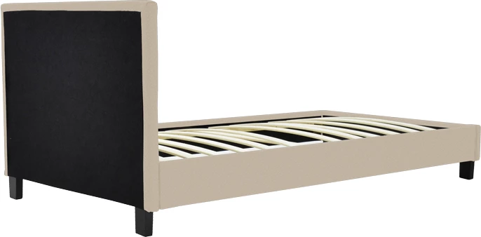 Krevat Nevil, ecru, këmbë të zeza, 90x190cm