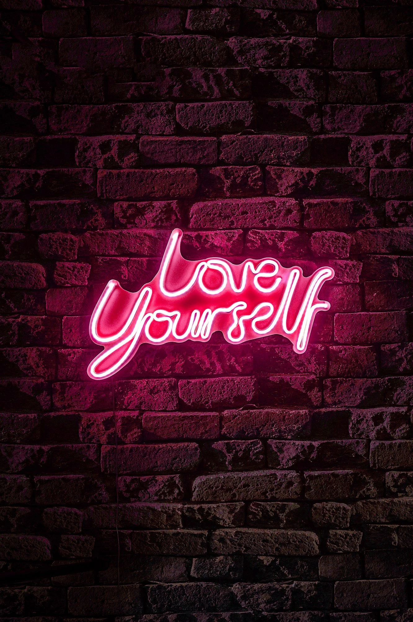 Dritë dekorative LED, plastikë, 'Love Yourself', ngjyrë rozë