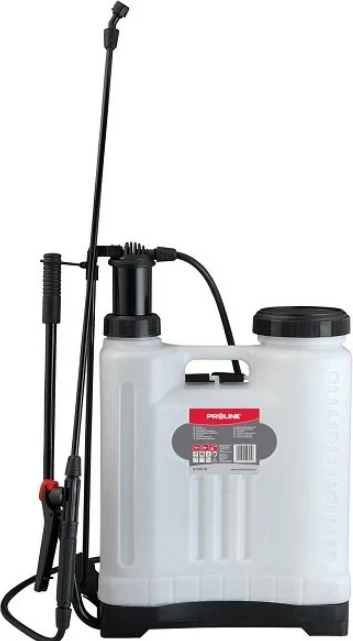 Spërkatës me presion PROLINE 079016 16L, hundë bronzi e rregullueshme, valvul sigurie, pistoni 25 cm, bardhë/zezë