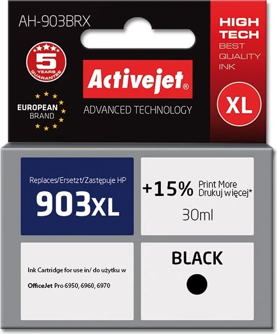 Ngjyrë zëvendësuese Activejet AH-903BRX për printer HP, 30ml, e zezë