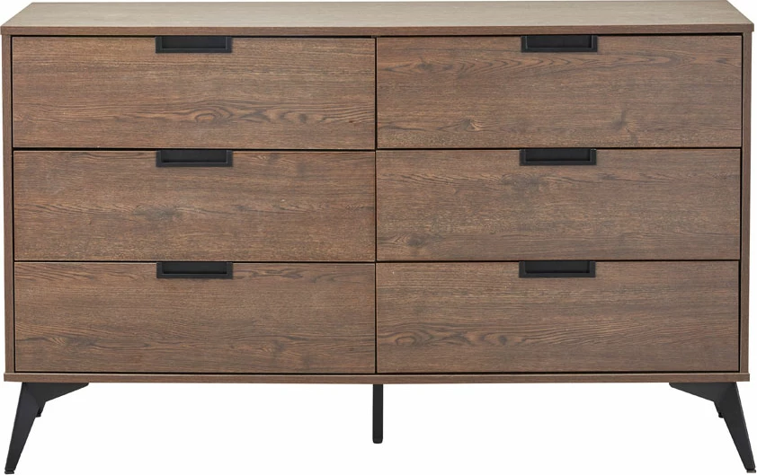 Komodë Nuez me 6 sirtarë, ngjyrë arre, 137x39x83