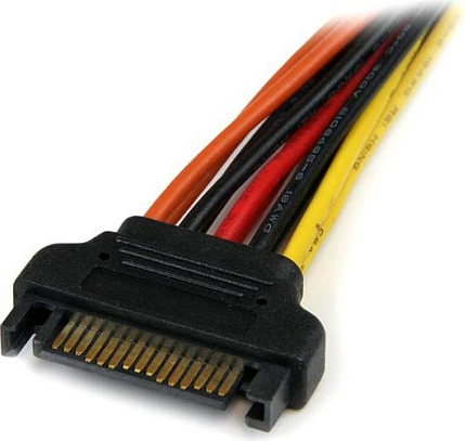 Kabl adaptor StarTech 6in Latching SATA Power Y Splitter, 1x SATA 15-pin M në 2x SATA 15-pin F, 15cm, zi/kuq/verdhë/portokalli