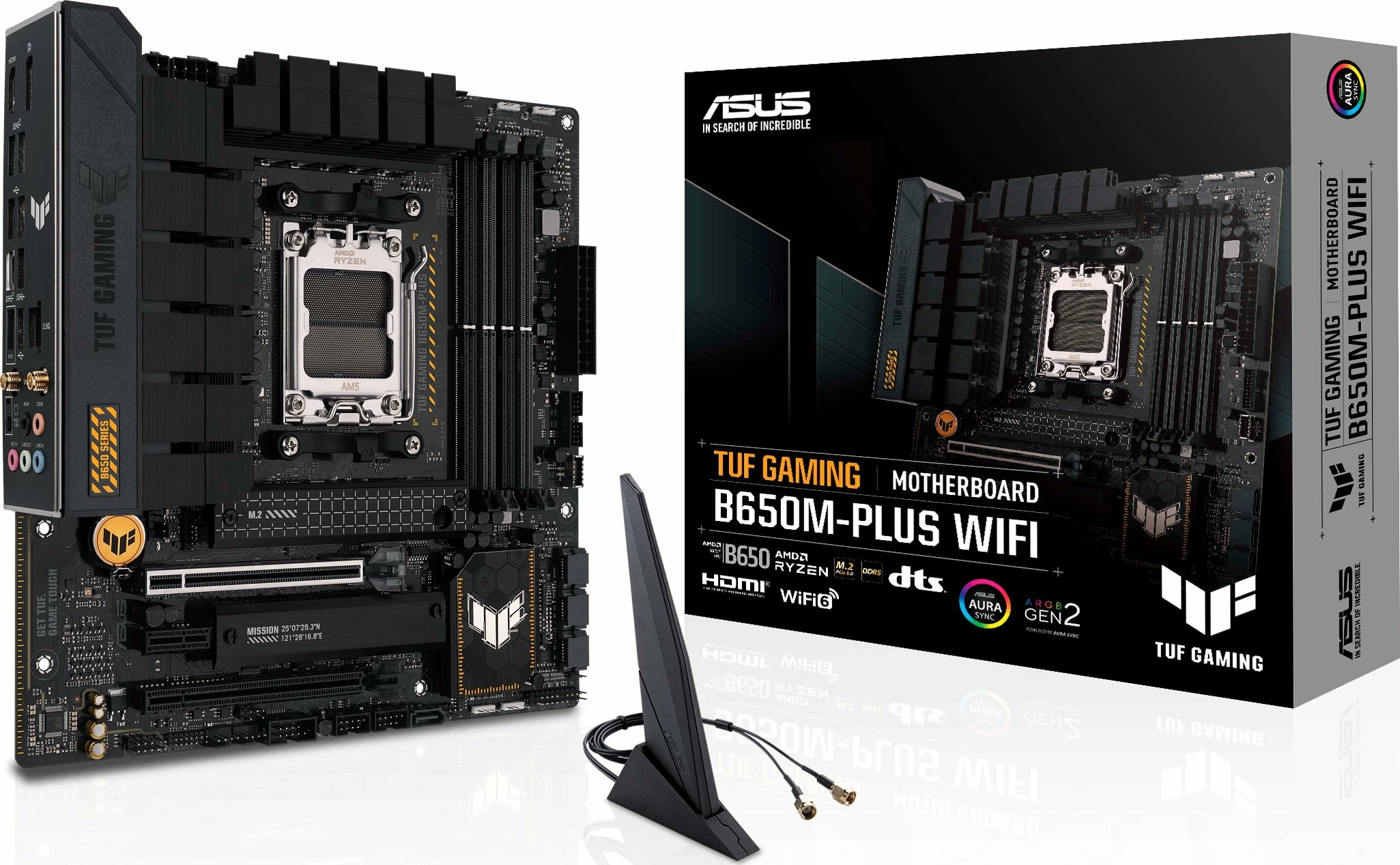 Pllakë amë Asus TUF GAMING B650M-PLUS WIFI, Micro ATX, DDR5, Wi‑Fi, Bluetooth, E zezë
