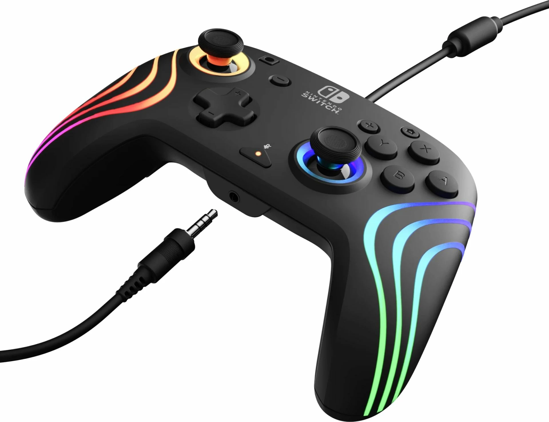 Kontroller me kabllo PDP Afterglow Wave për Nintendo Switch/Switch 2, RGB, i zi