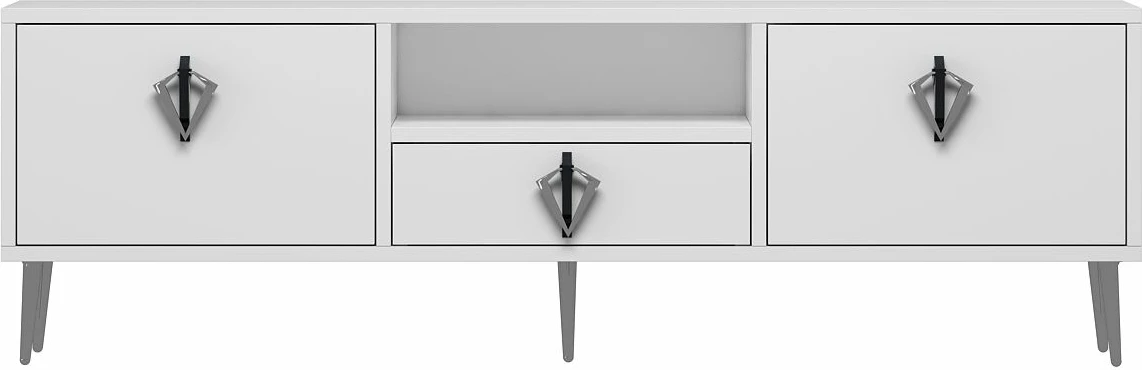 Komodë TV Skye Decor, 1311-DROP-32, e bardhë, e zezë, argjend
